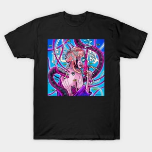 CYBERPUNK girl illustration asian aesthetic sticker design female power WMN T-Shirt